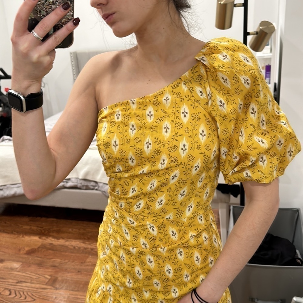 NWT Veronica Beard One Shoulder Virginia Sun Yellow size 0 - Picture 7 of 11